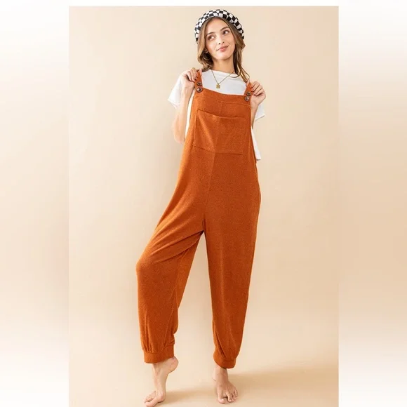 Solid Adjustable Strap Sweater Jumpsuit - Picture 3 of 6